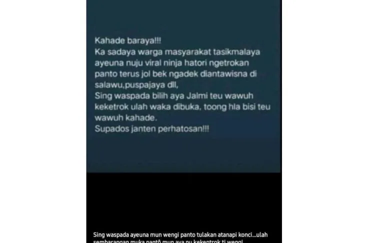 Cek Fakta, Imbauan Teror Ninja di Tasikmalaya