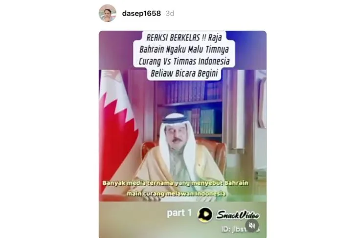 CEK FAKTA! Video Raja Bahrain Mengaku Malu Negaranya “Curang” saat Lawan Timnas Indonesia